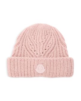 Moncler Moncler Wool Blend Ribbed Beanie Hat