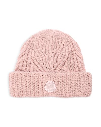 Moncler Moncler Wool Blend Ribbed Beanie Hat