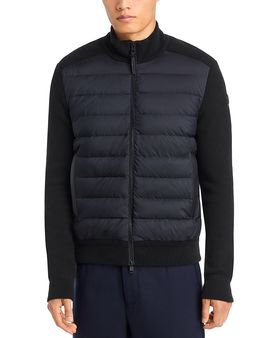 Moncler Moncler Wool Blend Zip Panel Down Cardigan Sweater