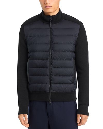 Moncler Moncler Wool Blend Zip Panel Down Cardigan Sweater