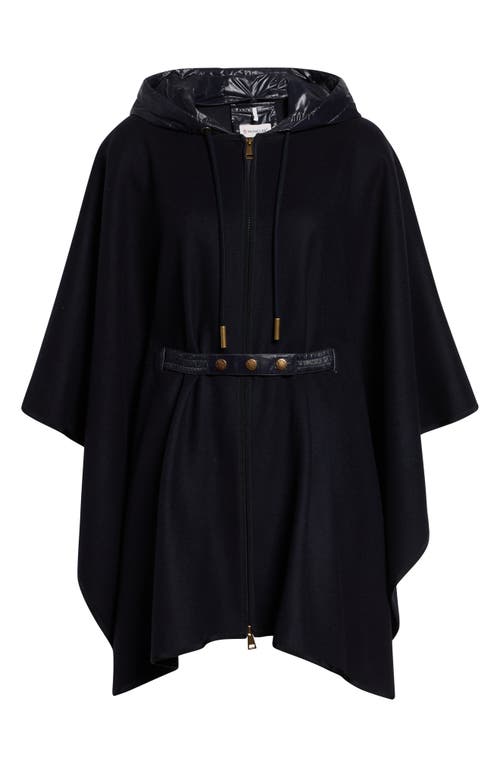 Moncler Moncler Zip Padded Wool Blend Hooded Cape