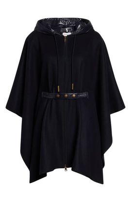 Moncler Moncler Zip Padded Wool Blend Hooded Cape