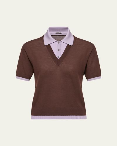 Moncler Short-Sleeve Layered Polo Sweater