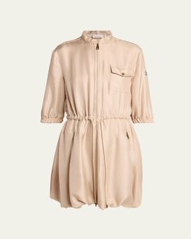 Moncler Silk Twill Mini Shirtdress