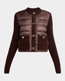 Moncler Virgin Wool Down-Fill Combo Cardigan