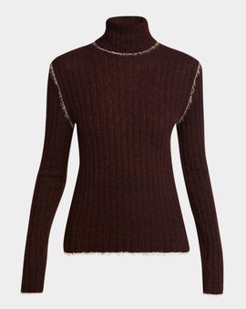 Moncler Wool-Blend Fringed Turtleneck Sweater