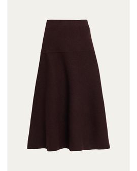 Moncler Wool-Blend Knit Midi A-Line Skirt