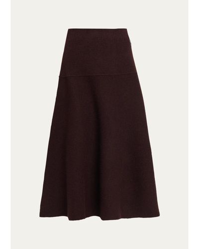 Moncler Wool-Blend Knit Midi A-Line Skirt