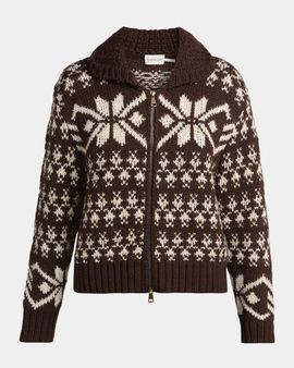 Moncler Wool-Blend Snowflake Zip Cardigan