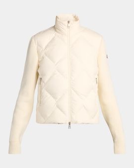 Moncler Wool and Cashmere Padded Zip-Up Cardigan