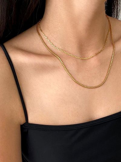 MONDAY EDITION Chain Necklace Set Gold