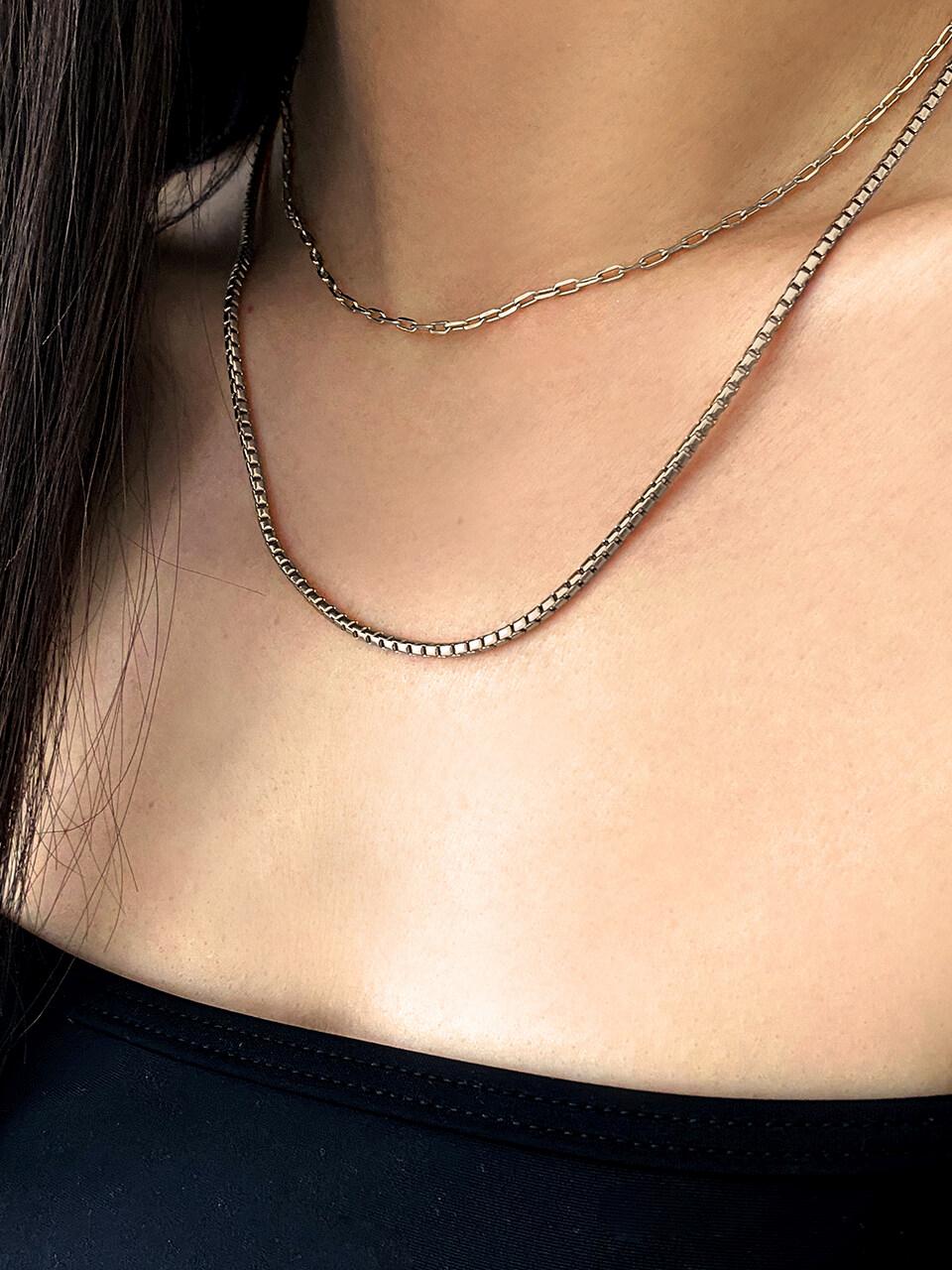 MONDAY EDITION Chain Necklace Set Silver