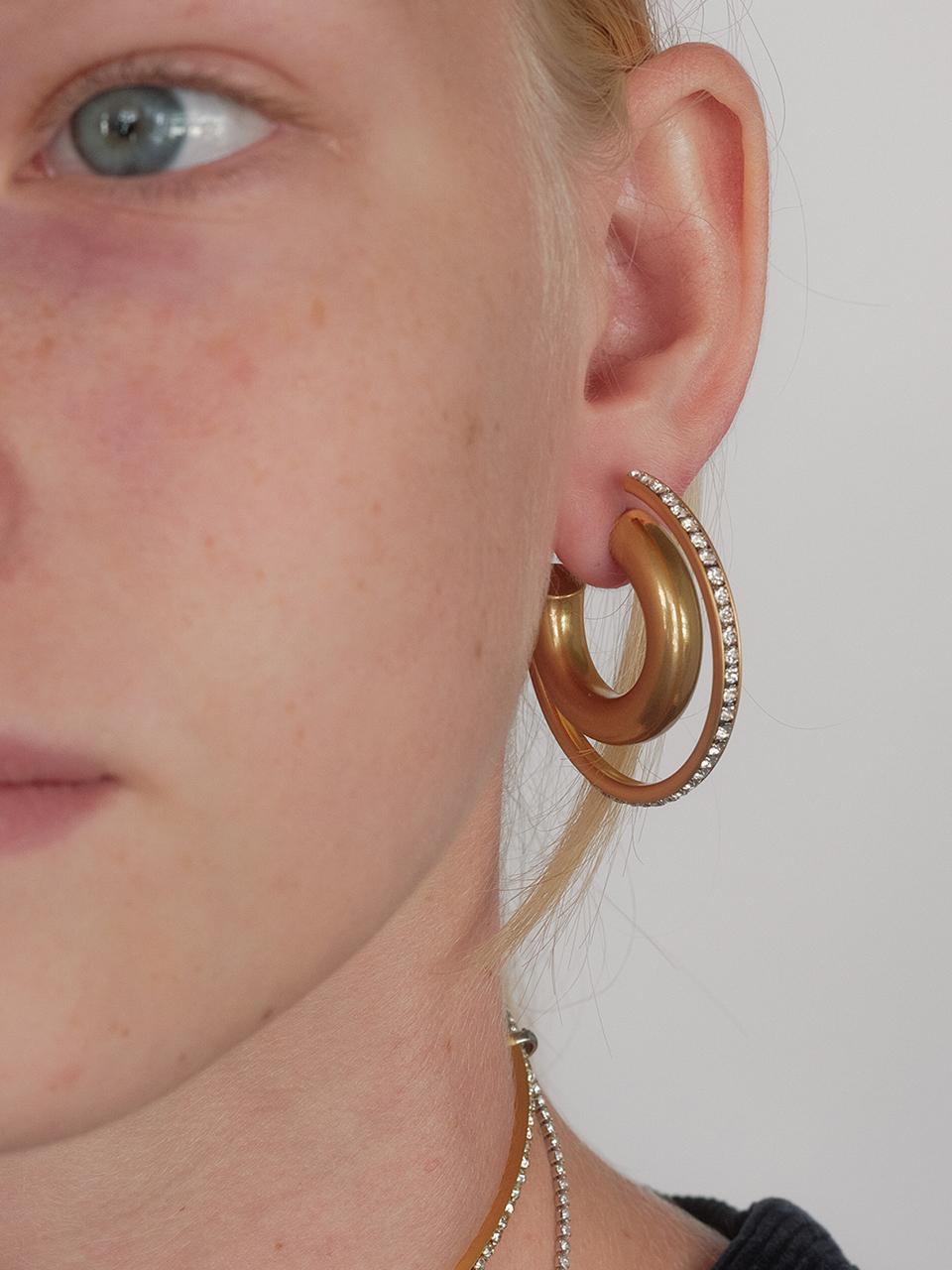 MONDAY EDITION Crystalline Hoop Earrings - Large (2Color)