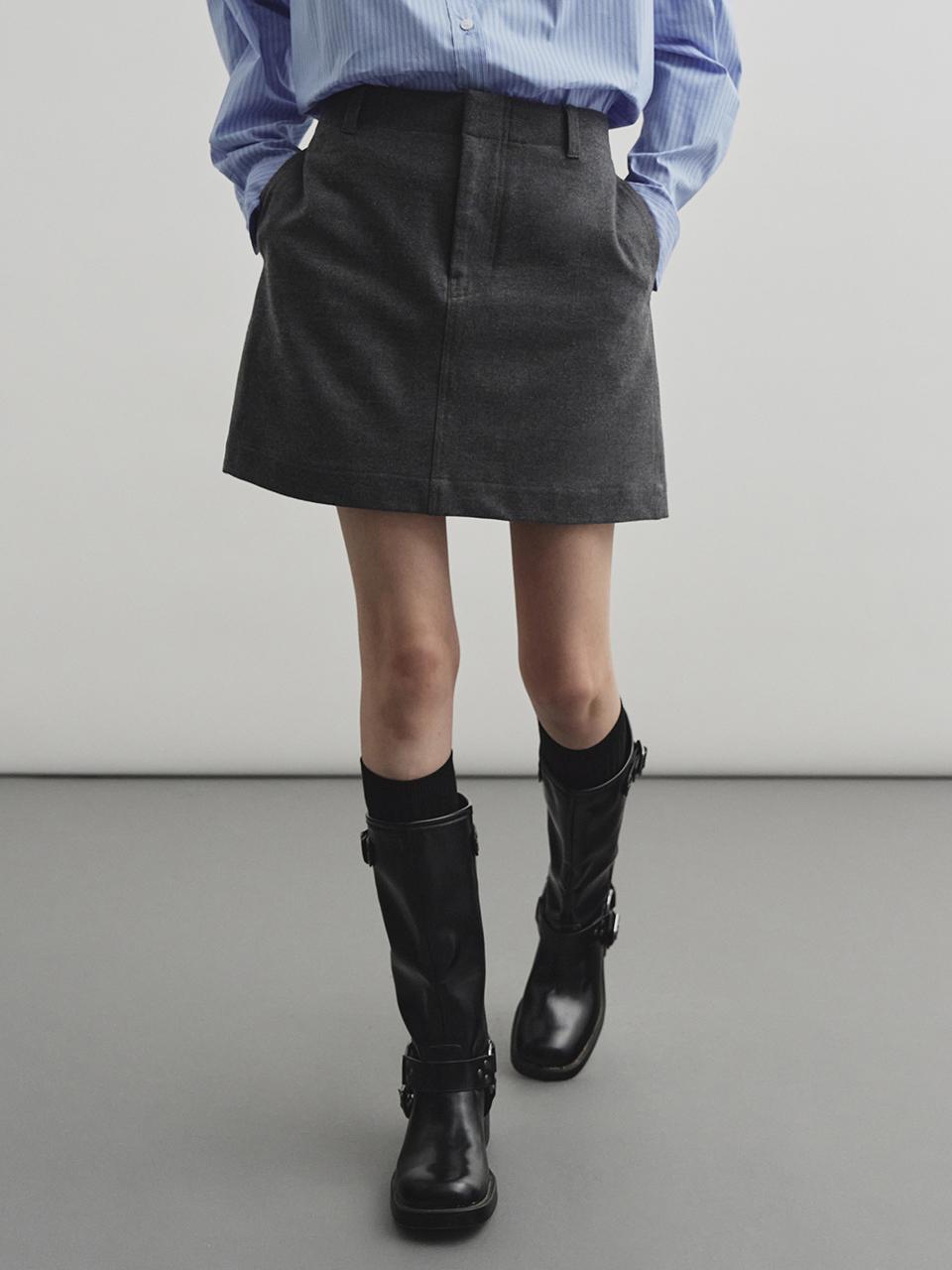 MONGDOL [3color] Winter Signature Cotton Mini Skirt