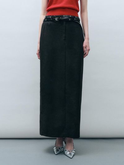MONGDOL Classic Straight Maxi Skirt [Black] (MDSK025BLACK)