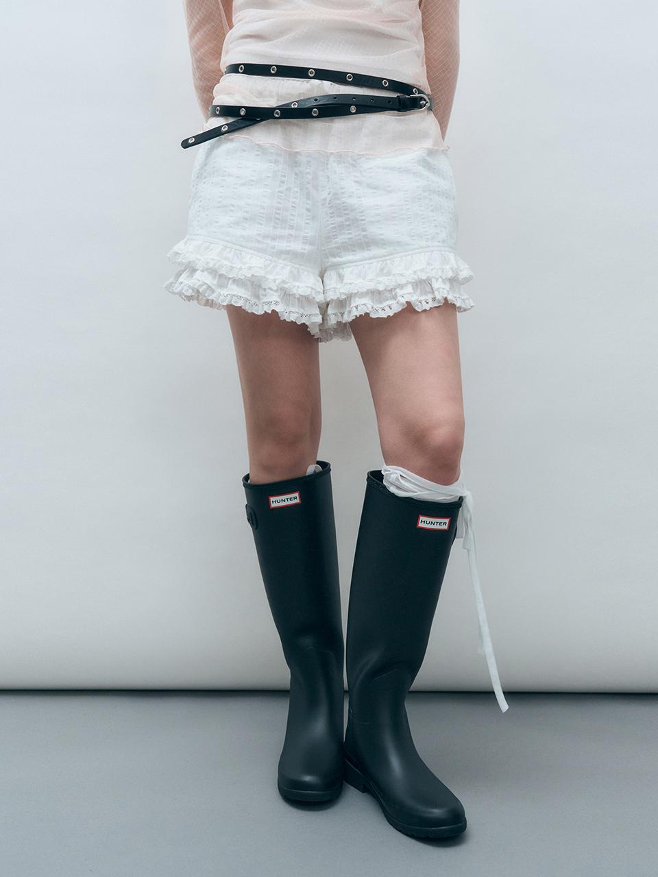 MONGDOL Lace Frill Banding Shorts [White] (MDPT070WHITE)