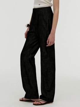 MONGDOL Linen-like Straight Denim Pants (Black)