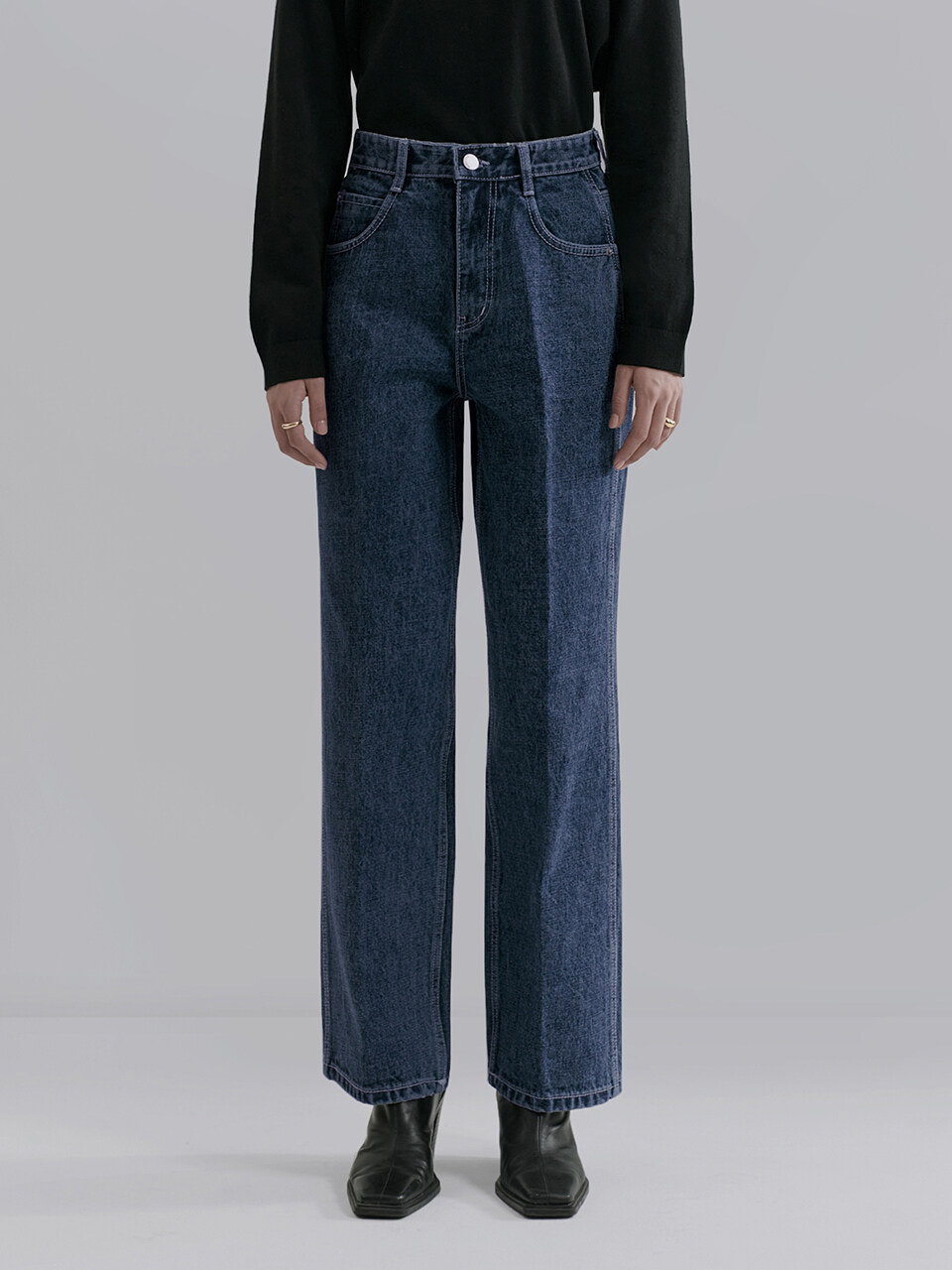 MONGDOL Signature Jeans Straight Denim Pants_Deep Blue