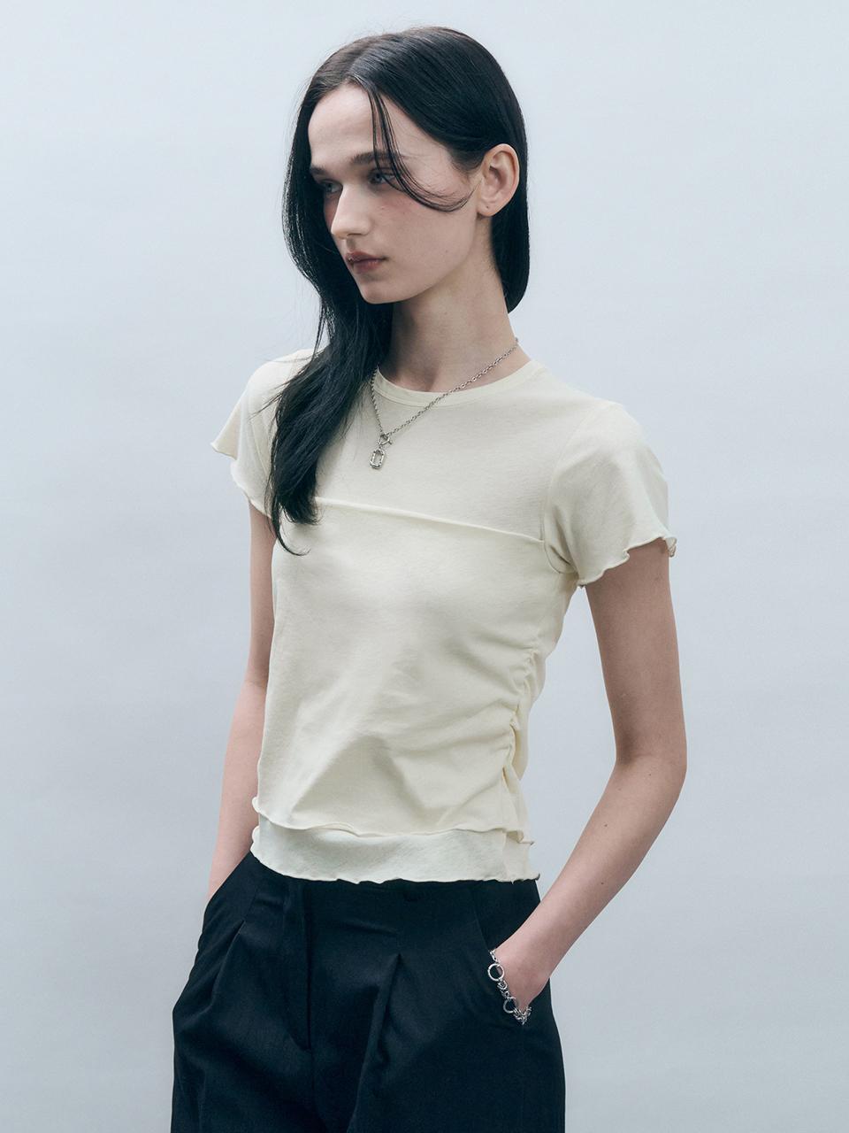 MONGDOL Supima Cotton Tube Top Layered Short Sleeve T-shirt (MDTS077WHITE) [WHITE]