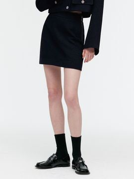 MONGDOL Tweed Mini Skirt_Navy