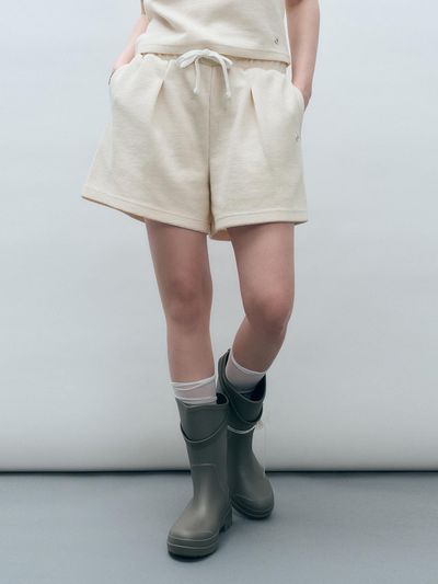 MONGDOL Waffle Band Sweat Shorts (MDPT069WHITE) [WHITE]