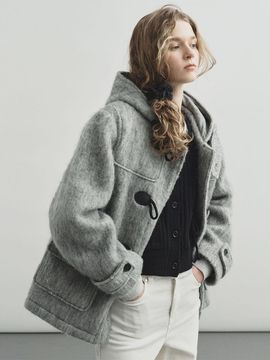 MONGDOL Wool short boucle duffel coat_light gray MDCT015L
