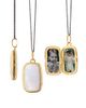 Monica Rich Kosann Monica Rich Kosann 18K Yellow Gold & Black Steel Slim Lockets Mother of Pearl Rectangular Locket Pendant Necklace, 16-17 - 1