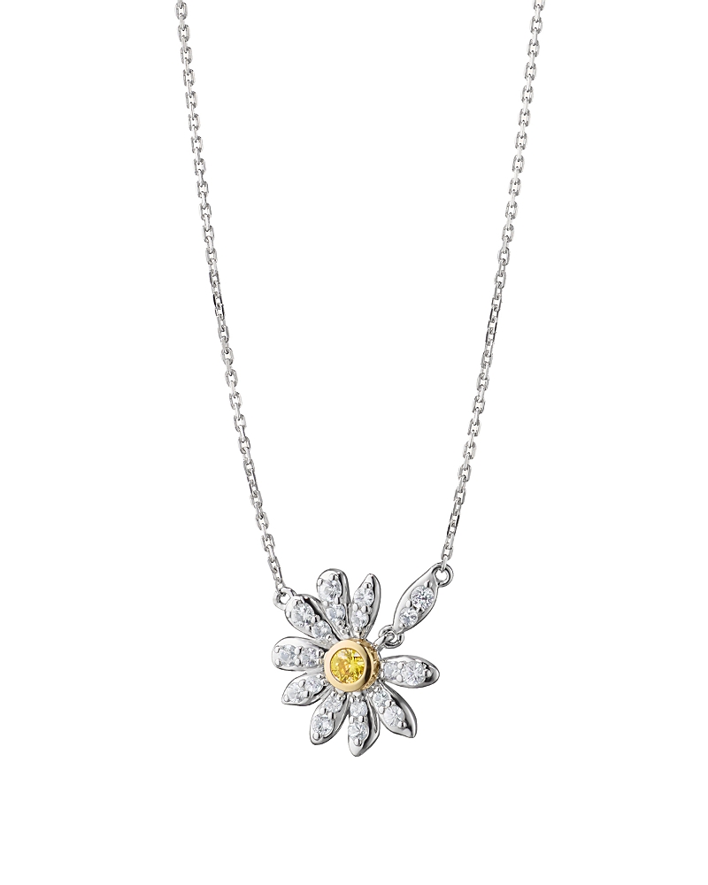 Monica Rich Kosann Monica Rich Kosann 18K Yellow Gold & Sterling Silver Charms Necklaces Yellow & White Sapphire Loves Me Daisy Pendant Necklace, 16-18
