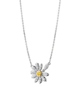 Monica Rich Kosann Monica Rich Kosann 18K Yellow Gold & Sterling Silver Charms Necklaces Yellow & White Sapphire Loves Me Daisy Pendant Necklace, 16-18