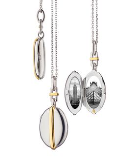 Monica Rich Kosann Monica Rich Kosann 18K Yellow Gold & Sterling Silver Slim Lockets Two Tone Oval Pendant Necklace, 16-18