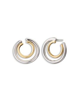 Monica Rich Kosann Monica Rich Kosann 18K Yellow Gold & Sterling Silver Sun Moon & Stars Midi Double Galaxy Wrap Hoop Earrings