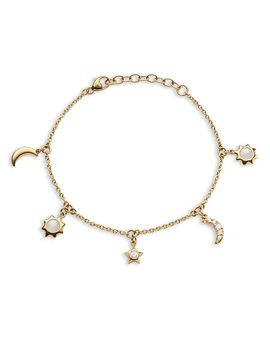 Monica Rich Kosann Monica Rich Kosann 18K Yellow Gold Diamond & Moonstone Sun, Moon & Stars Dangling Bracelet