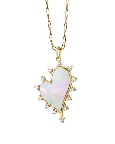 Monica Rich Kosann Monica Rich Kosann 18K Yellow Gold Diamond & Mother of Pearl Love Heart Necklace, 17