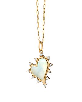 Monica Rich Kosann Monica Rich Kosann 18K Yellow Gold Diamond & Mother of Pearl Midi Love Heart Necklace, 17