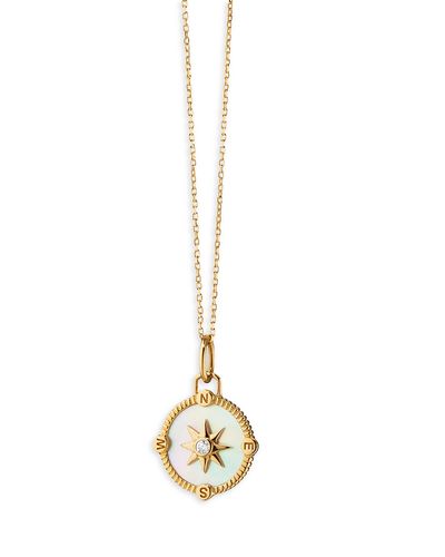 Monica Rich Kosann Monica Rich Kosann 18K Yellow Gold Diamond & Mother of Pearl Mini Adventure Compass Necklace, 17