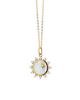 Monica Rich Kosann Monica Rich Kosann 18K Yellow Gold Diamond & Mother of Pearl Mini Happiness Sun Necklace, 17