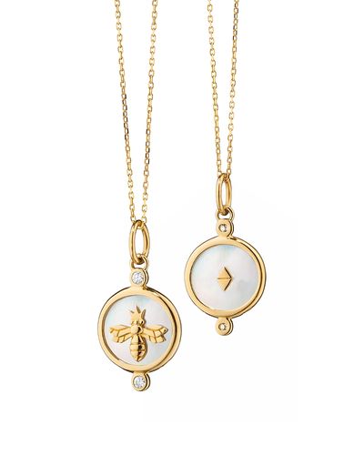 Monica Rich Kosann Monica Rich Kosann 18K Yellow Gold Diamond & Mother of Pearl Queen Bee Pendant Necklace, 17