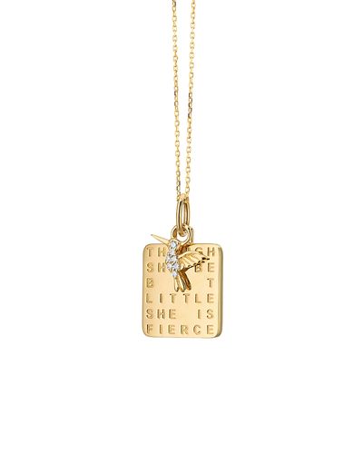 Monica Rich Kosann Monica Rich Kosann 18K Yellow Gold Diamond She is Fierce Pendant Necklace, 0.04 tcw