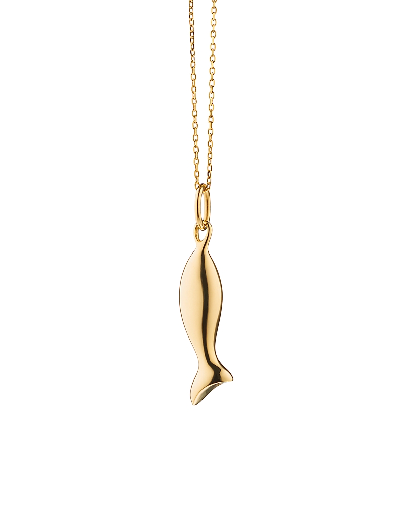 Monica Rich Kosann Monica Rich Kosann 18K Yellow Gold Mini Perseverance Fish Charm Necklace, 17