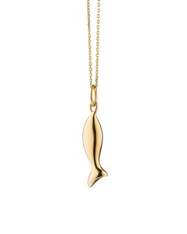 Monica Rich Kosann Monica Rich Kosann 18K Yellow Gold Mini Perseverance Fish Charm Necklace, 17