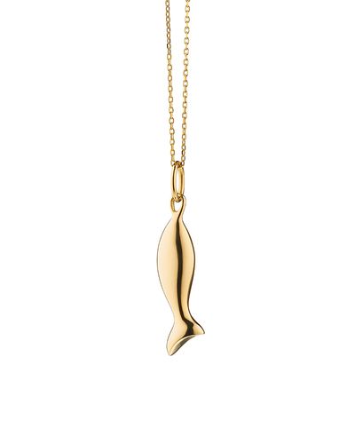 Monica Rich Kosann Monica Rich Kosann 18K Yellow Gold Mini Perseverance Fish Charm Necklace, 17
