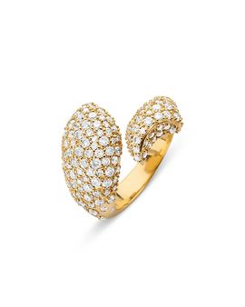 Monica Rich Kosann Monica Rich Kosann 18K Yellow Gold Perseverance Diamond Pave Sculptural Fish Ring, 2.02 tcw
