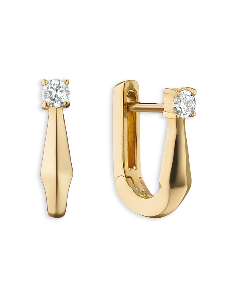 Monica Rich Kosann Monica Rich Kosann 18K Yellow Gold Points North Diamond Petite Hoop Earrings, 0.11 tcw