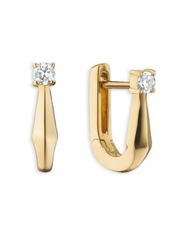 Monica Rich Kosann Monica Rich Kosann 18K Yellow Gold Points North Diamond Petite Hoop Earrings, 0.11 tcw