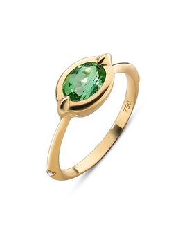 Monica Rich Kosann Monica Rich Kosann 18K Yellow Gold Points North Green Tourmaline & Diamond Accent Ring