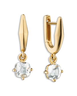 Monica Rich Kosann Monica Rich Kosann 18K Yellow Gold Points North Mine Cut Rock Crystal Hoop Earrings