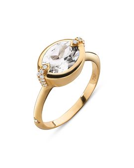 Monica Rich Kosann Monica Rich Kosann 18K Yellow Gold Points North Rock Crystal & Diamond Ring