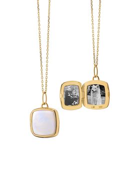 Monica Rich Kosann Monica Rich Kosann 18K Yellow Gold Slim Lockets Mother of Pearl Cushion Pendant Necklace, 16-17