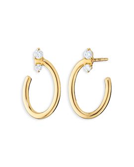 Monica Rich Kosann Monica Rich Kosann 18K Yellow Gold Sun Moon & Stars Diamond Galaxy Oval Wrap Hoop Earrings, 0.18 tcw