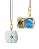 Monica Rich Kosann Monica Rich Kosann 18K Yellow Gold Vermeil over Sterling Silver & Black Steel Locket x Color Blue Sapphire & Blue Enamel Cushion Pendant Necklace, 16-17 - 1